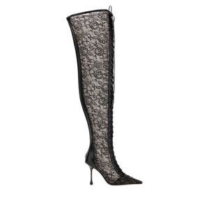 Jimmy Choo Women Black Lace And Nappa Leather Scarlett Boots